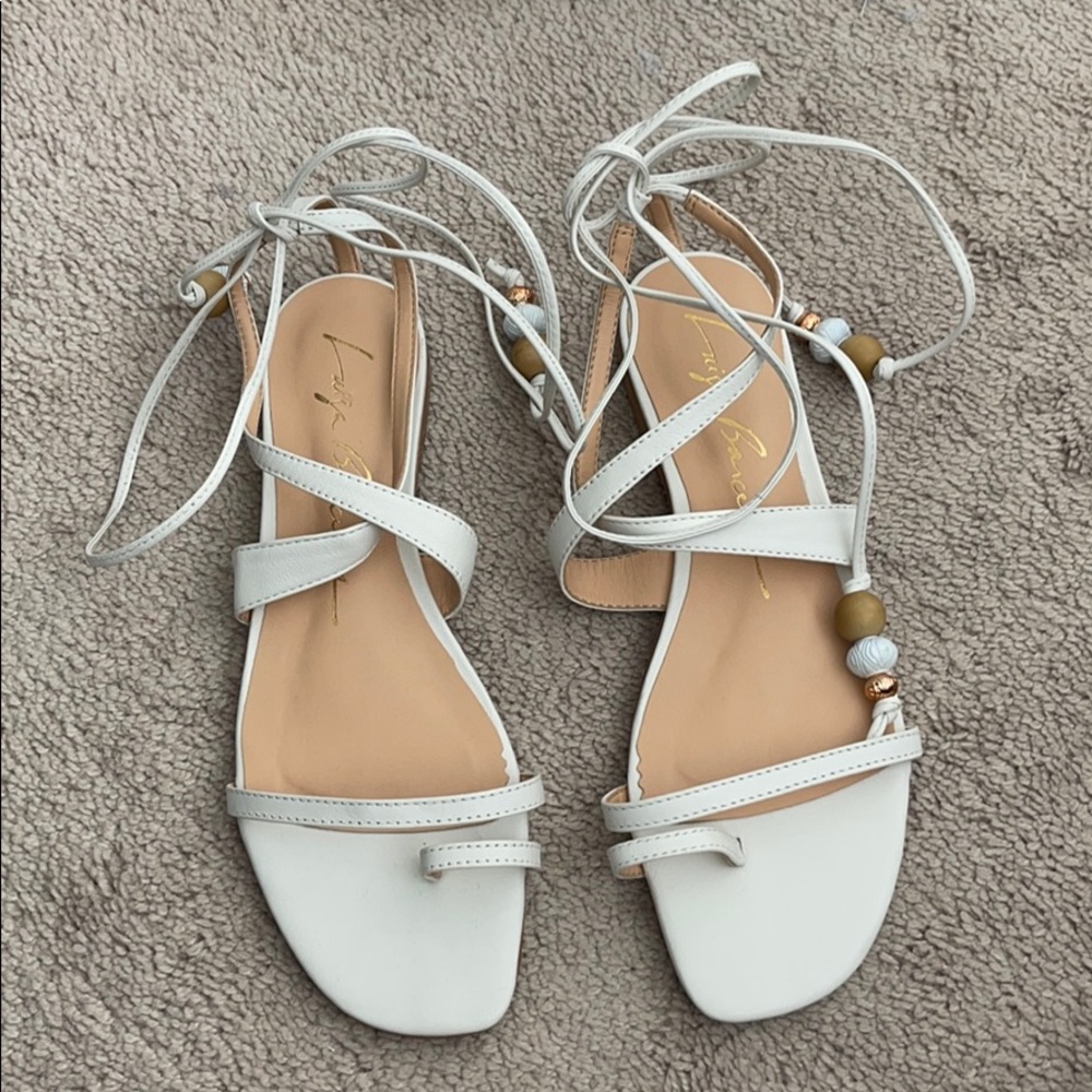 White Flat Sandals Luiza Barcelos